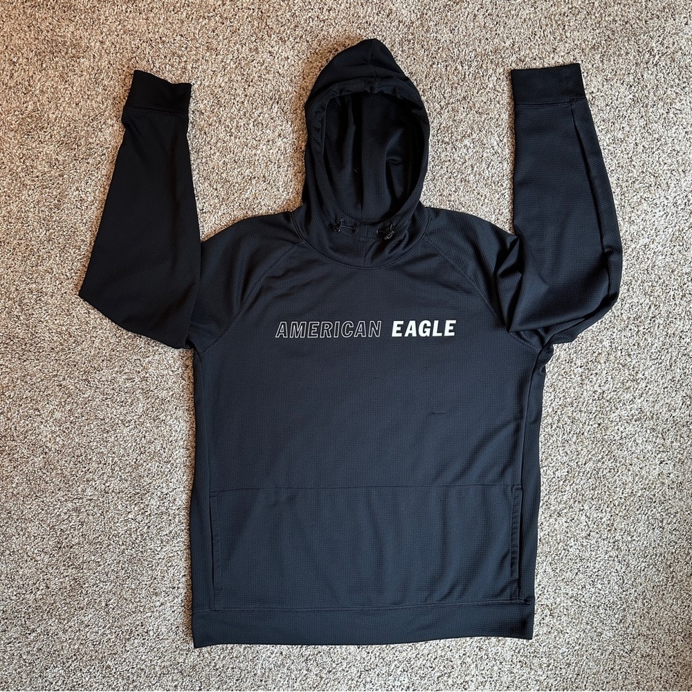 American Eagle Outfitters Black Hoodie XL Flex Branded Logo - Picture 2 of 10
